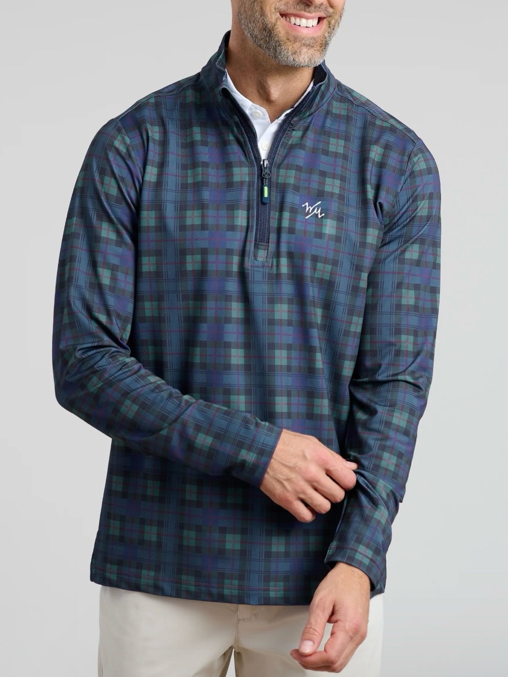 NWT Men’s William Murray Chip Shot Golf 1/4 Zip Pullover Green Tartan Size 3XL